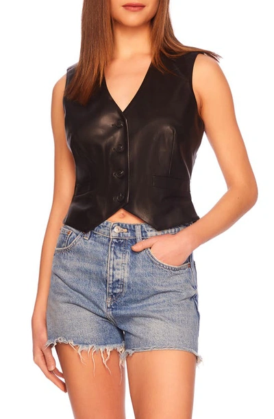 Susana Monaco Faux Leather Waistcoat In Black