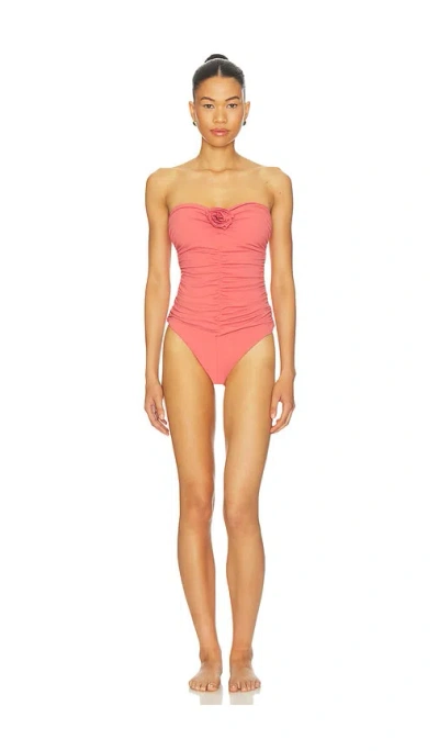 Susana Monaco Flower Gathered One Piece Swimsuit In Rosa