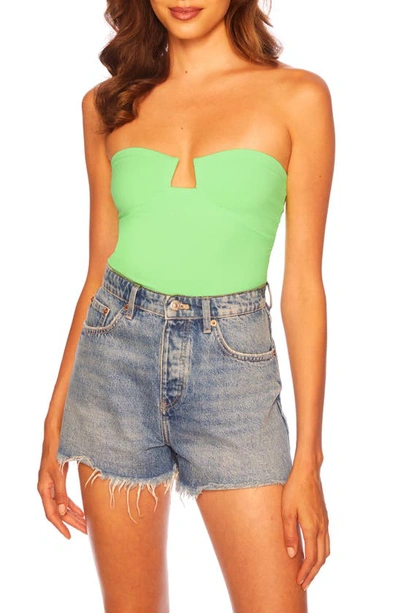 Susana Monaco Notched Wire Tube Top In Honeydew