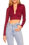 Susana Monaco Wire Ruched Crop Top In Beaujolais