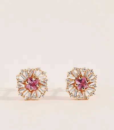 Suzanne Kalan Rose Gold, Pink Sapphire And Diamond Flower Stud Earrings