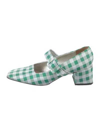 Pre-owned Suzanne Rae Plaid Print Pumps In Green