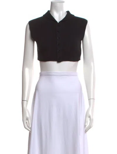 Pre-owned Suzie Kondi Cashmere Sleeveless Crop Top In Black