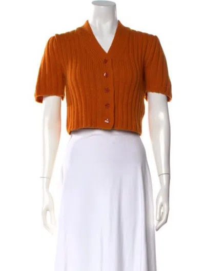 Pre-owned Suzie Kondi Cashmere V-neck Sweater In Orange