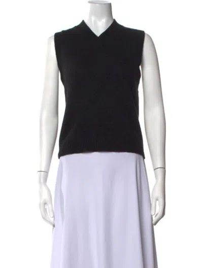 Pre-owned Suzie Kondi Cashmere V-neck Top In Black