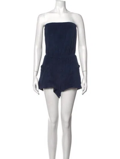 Pre-owned Suzie Kondi Strapless Romper In Blue