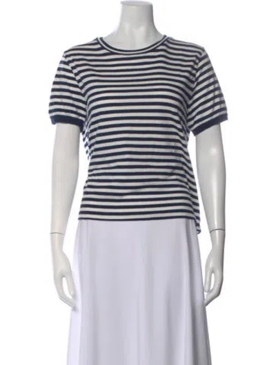 Pre-owned Suzie Kondi Striped Crew Neck T-shirt In Blue