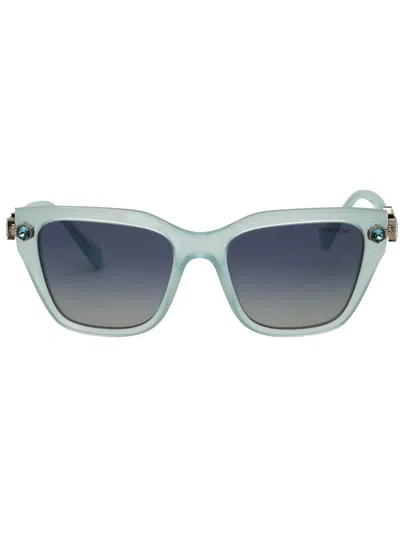 Swarovski 0sk6041 Sunglasses In Transparent Sky Blue/blue Grey Gradient