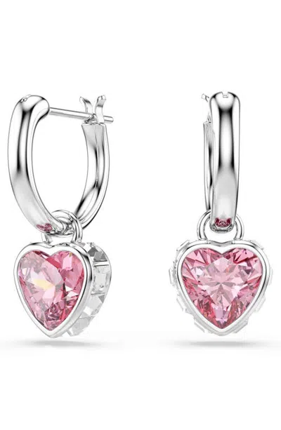 Swarovski Chroma Heart Hoop Drop Earrings In Metallic