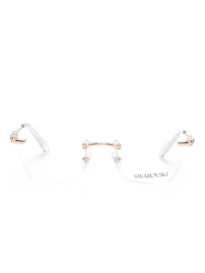Swarovski Crystal Embellished Rimless Glasses In Pink