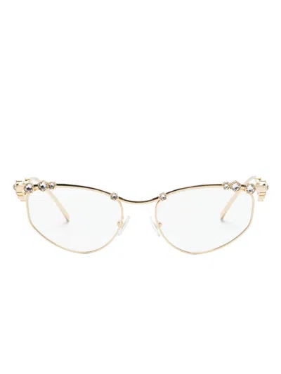 Swarovski Crystal-embellished Cat-eye Glasses In Gold