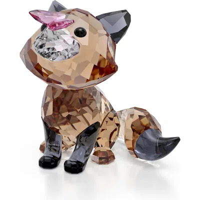 Swarovski Idyllia Fox And Butterfly Crystal Figurine In Brown