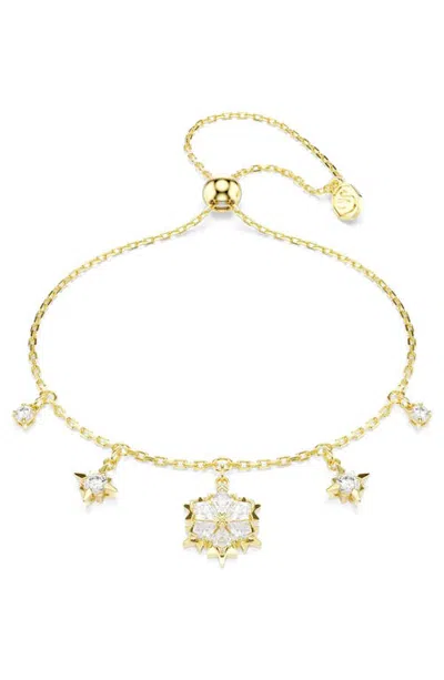 Swarovski Magic Crystal Snowflake Adjustable Bracelet In Gold