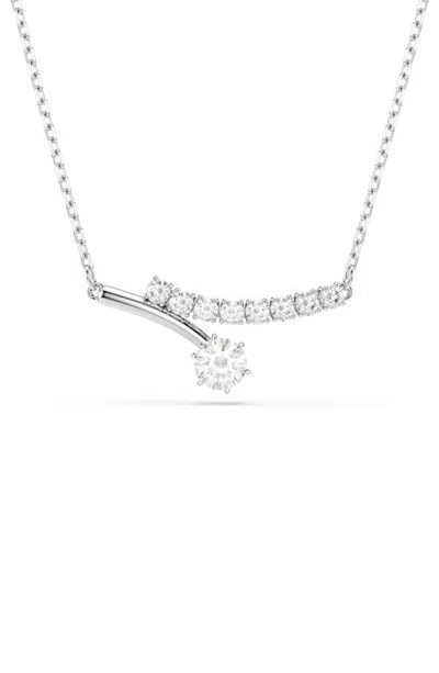 Swarovski Matrix Rhodium Plated Cubic Zirconia Pendant Necklace In Silver
