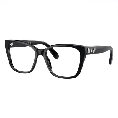 Swarovski Sleek Modern Eyeglasses With Clear Demo Lenses In Black