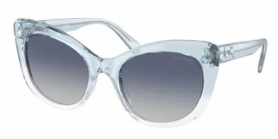 Swarovski Women's Cat Eye With Crystal Embellishment Sunglasses In 10474l - Blue/ Gradient Blue