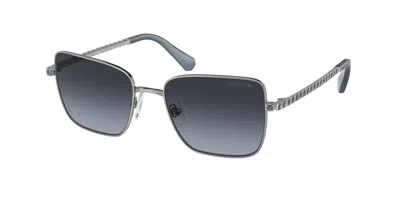 Swarovski Women's Metal Crystal Embellishment Sunglasses In Grey /blue Polarized In Black