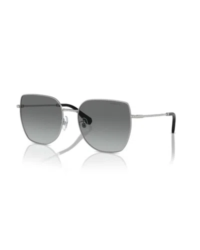Swarovski Women's Metal Sunglasses With Crystal Embellished In Matte Silver/ Gradient Grey