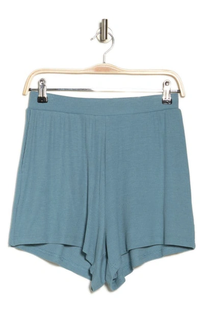 Sweet Romeo Ribbed High Waist Shorts In Pacific Blue