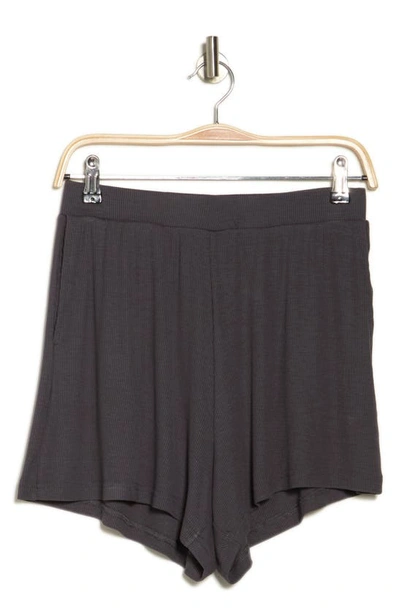 Sweet Romeo Ribbed High Waist Shorts In Brown
