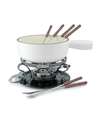 Swissmar Lugano 9 Piece Cast Iron Fondue Set In Matte White