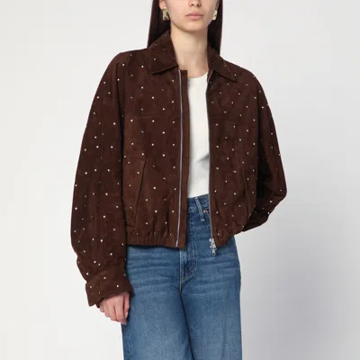 Sword 6.6.44 Brown Leather Bomber Jacket With Studs