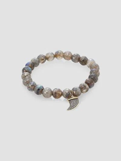 Sydney Evan Labradorite, Brown Diamond & Two-tone Gold Rondelle Horn Bracelet