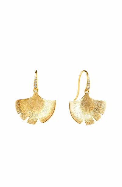 Syna Gingko Earrings In Satin Gold
