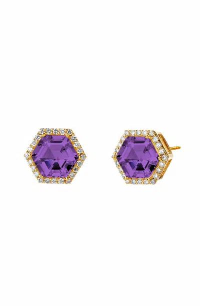 Syna Hex Studs In Amethyst