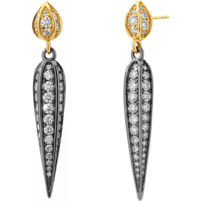 Syna Leaf Earrings In Mixed Metal