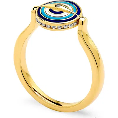 Syna Mini Celestial Vision Ring In Blue Enamel