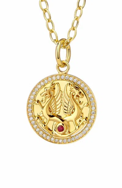 Syna Mystical Dragon Heart Charm In Gold