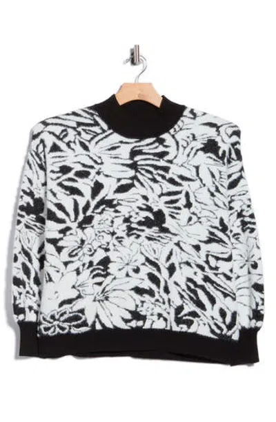 T Tahari Balloon Sleeve Mock Neck Sweater In Black