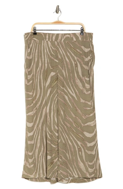 T Tahari Crop Wide Leg Palazzo Pants In Green Zebra