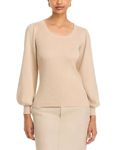 T Tahari Metallic Rib Knit Top In Brown