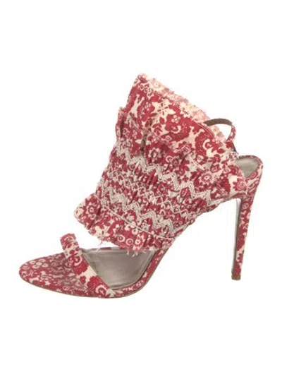 Pre-owned Tabitha Simmons Canvas Floral Print Sandals In Neutrals/red