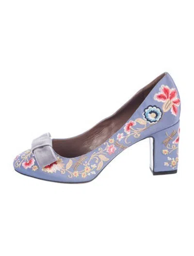 Pre-owned Tabitha Simmons Floral Print Pumps In Blue