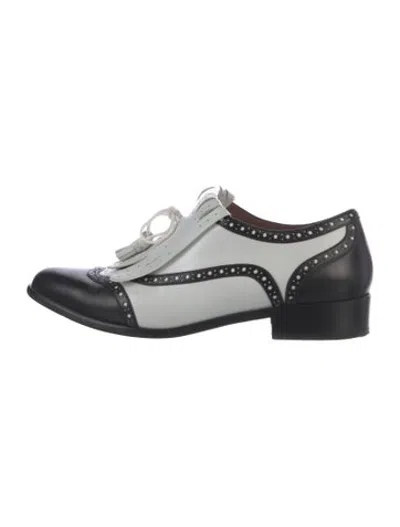 Pre-owned Tabitha Simmons Leather Colorblock Pattern Oxfords In Black/white
