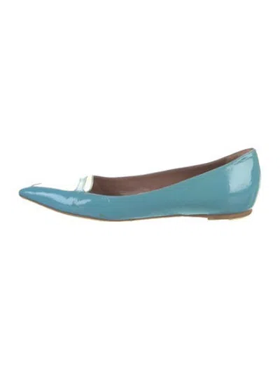 Pre-owned Tabitha Simmons Patent Leather Colorblock Pattern Flats In Blue