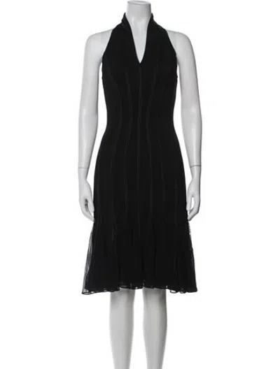 Pre-owned Tadashi Halterneck Knee-length Dress In Black