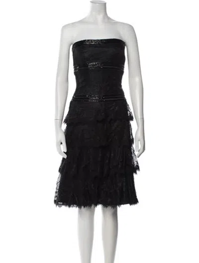 Pre-owned Tadashi Lace Pattern Knee-length Dress In Black