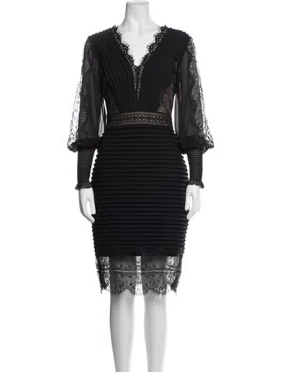 Pre-owned Tadashi Lace Pattern Knee-length Dress In Black