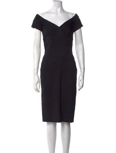 Pre-owned Tadashi Off-the-shoulder Knee-length Dress In Black