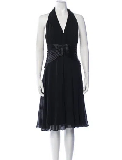 Pre-owned Tadashi Silk Knee-length Dress In Black/blue