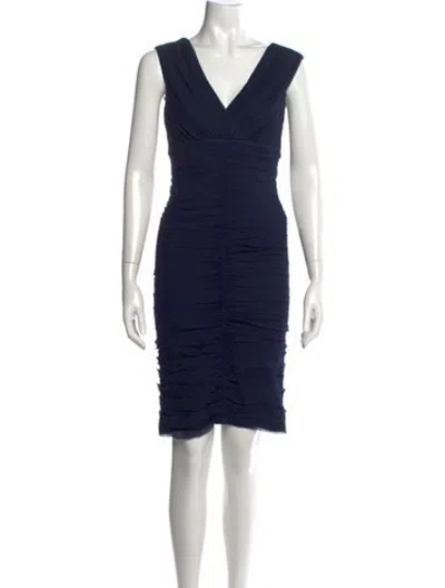 Pre-owned Tadashi Silk Knee-length Dress In Blue