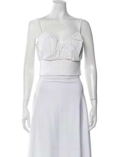 Pre-owned Tae Park V-neck Sleeveless Crop Top In White