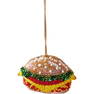 Tag Cheeseburger Beaded Ornament In Red Multi