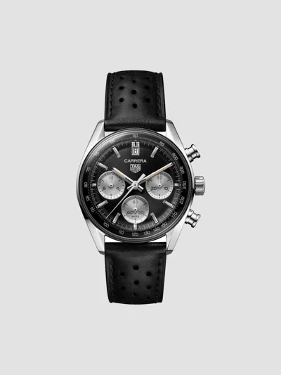 Tag Heuer Carrera Stainless Steel Chronograph Watch In Black