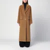 Tagliatore Beige Single-breasted Coat In Angora Blend In Brown