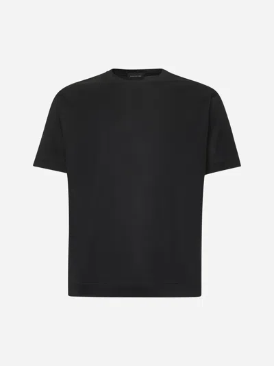 Tagliatore Black Cotton Jersey Crewneck T-shirt